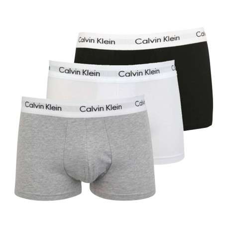 Lot de 3 Boxers en coton multicolores unis avec taille élastiquée et marque