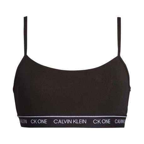 Brassière noire unie avec petite étiquette d'authentification rouge à l'arrière