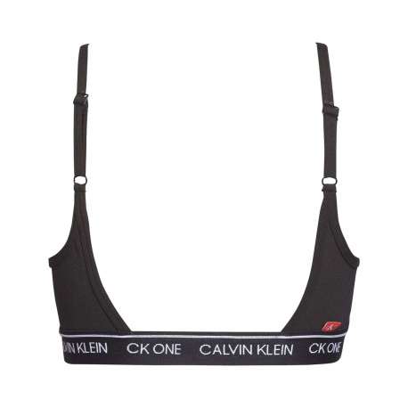 Brassière noire unie avec petite étiquette d'authentification rouge à l'arrière - Image 2