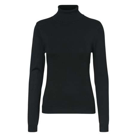 Pull noir uni avec une coupe près du corps et un col roulé