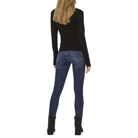Pull noir uni avec une coupe près du corps et un col roulé - Image 2