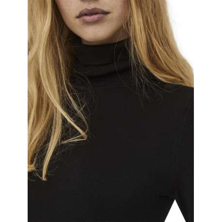 Pull noir uni avec une coupe près du corps et un col roulé - Image 3