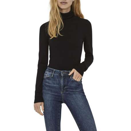 Pull noir uni avec une coupe près du corps et un col roulé - Image 4