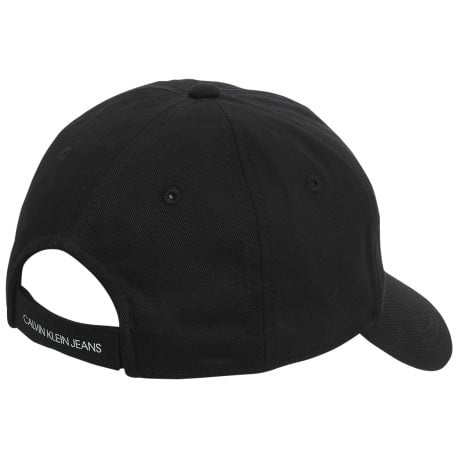 Casquette en coton noire unie coupe strapback avec visière arrondie - Image 2