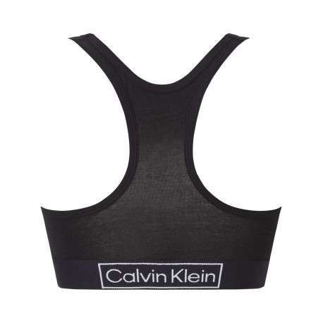 Brassière noire unie avec nom de la marque sur la bande élastiquée - Image 2