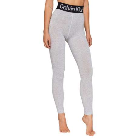 Pantalon Legging gris uni avec une coupe skinny et ceinture noire - Image 5