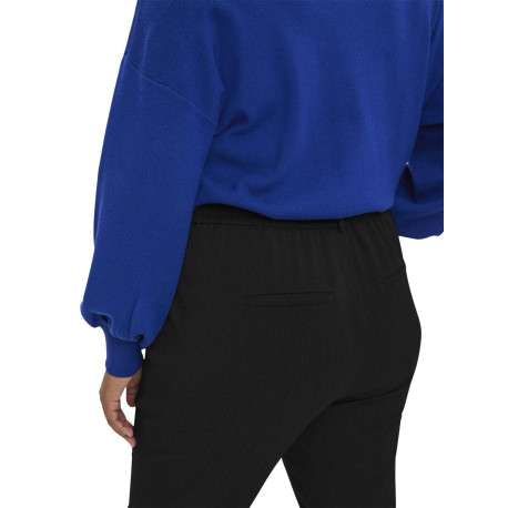 Pantalon chino noir uni avec une coupe droite et ceinture élastiquée - Image 3