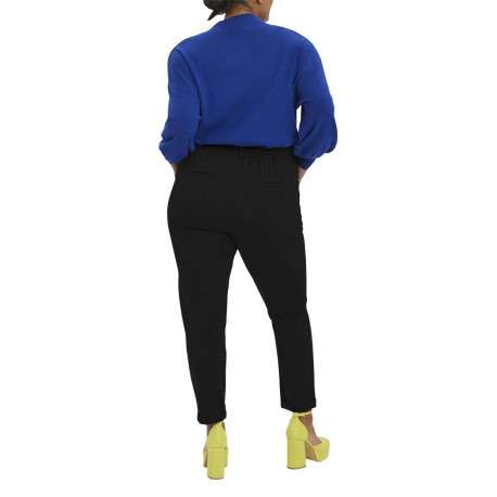 Pantalon chino noir uni avec une coupe droite et ceinture élastiquée - Image 5