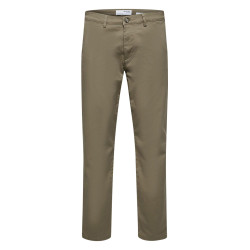 Pantalon Chino New Miles camel uni avec une coupe slim et 4 poches