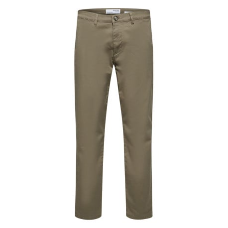 Pantalon Chino New Miles camel uni avec une coupe slim et 4 poches