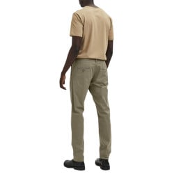 Pantalon Chino New Miles camel uni avec une coupe slim et 4 poches