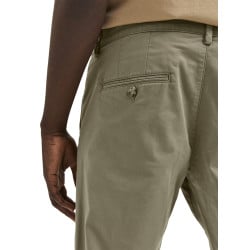 Pantalon Chino New Miles camel uni avec une coupe slim et 4 poches