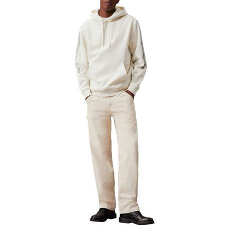 Sweat en coton écru uni avec un col à capuche et poche kangourou - Image 2