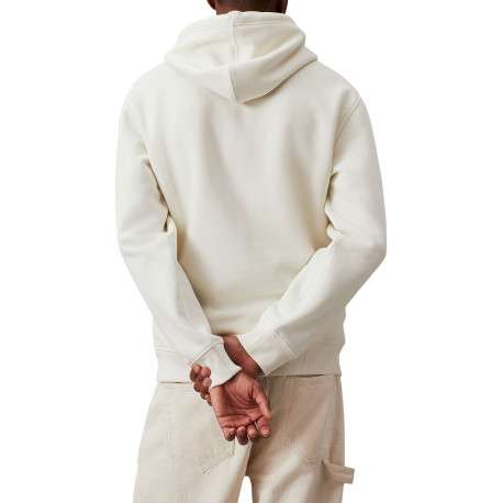 Sweat en coton écru uni avec un col à capuche et poche kangourou - Image 3