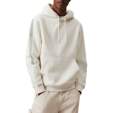 Sweat en coton écru uni avec un col à capuche et poche kangourou - Image 5