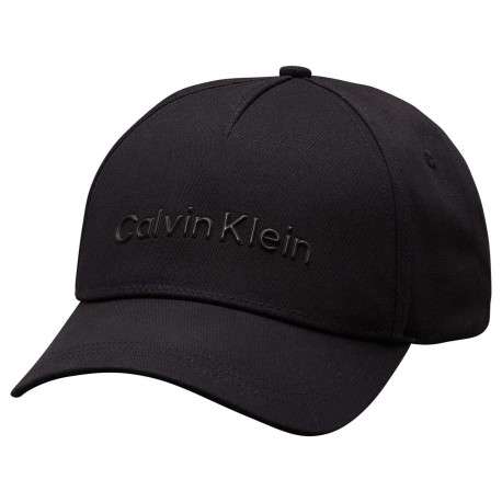 Casquette en coton noire unie coupe strapback avec nom de la marque