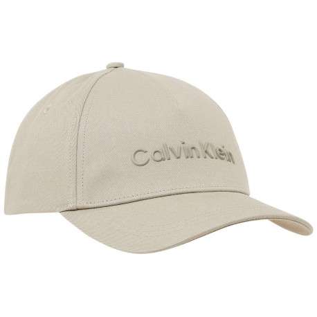 Casquette en coton écrue unie avec visière arrondie et nom de la marque