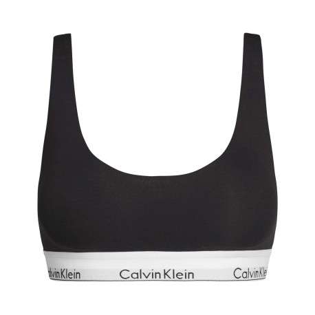 Brassière noire unie avec bande élastiquée avec nom de la marque