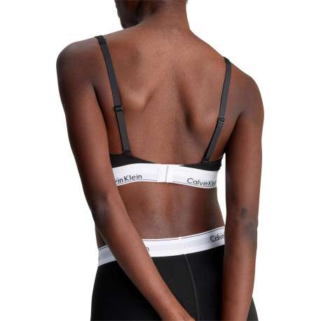 Brassière noire unie avec bande élastiquée avec nom de la marque - Image 2