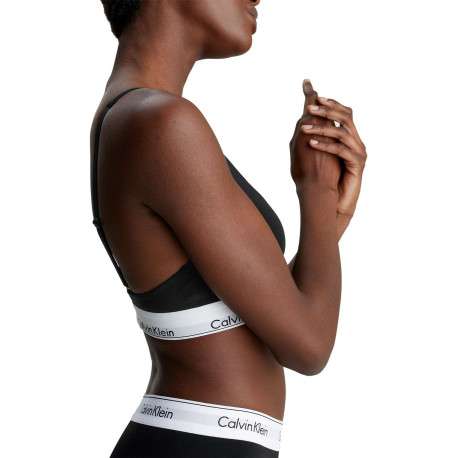 Brassière noire unie avec bande élastiquée avec nom de la marque - Image 4