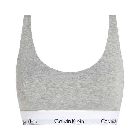 Brassière grise unie avec bretelles ajustables et nom de la marque imprimé