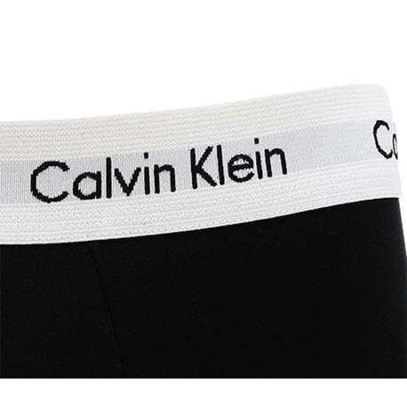 Lot de 3 Boxers en coton noir unis avec tailles élastiquées blanches - Image 2
