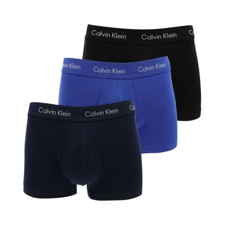 Lot de 3 Boxers en coton bleus unis avec taille élastiquées ton sur ton