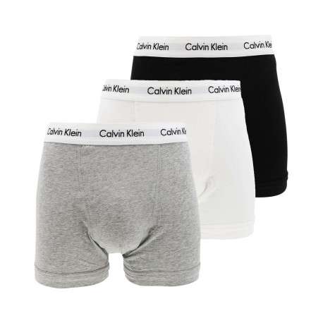 Lot de 3 Boxers classiques en coton gris unis coupe fermée avec ceinture blanche