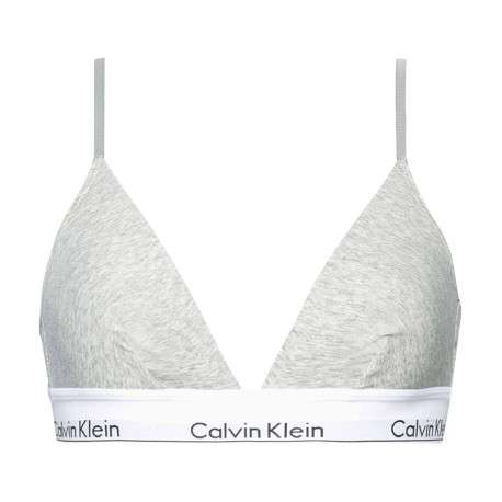 Soutien-Gorge gris uni avec liseré blanc et nom de la marque sous la poitrine