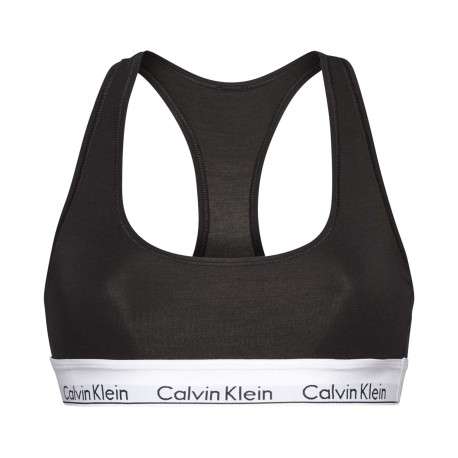 Brassière noire unie avec dos nageur et bande élastiquée sous la poitrine