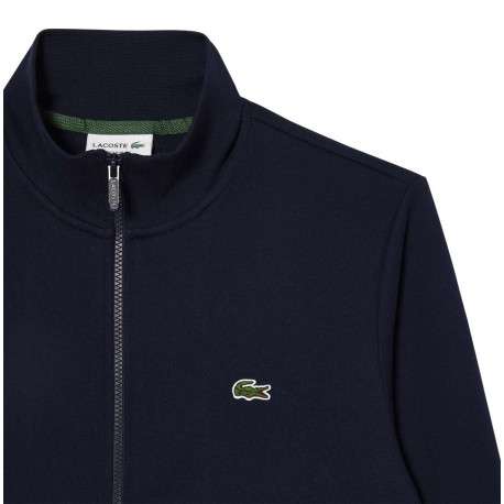 Sweat zippé en coton marine uni avec une coupe droite et un col montant - Image 2