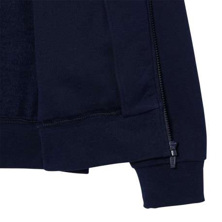 Sweat zippé en coton marine uni avec une coupe droite et un col montant - Image 3