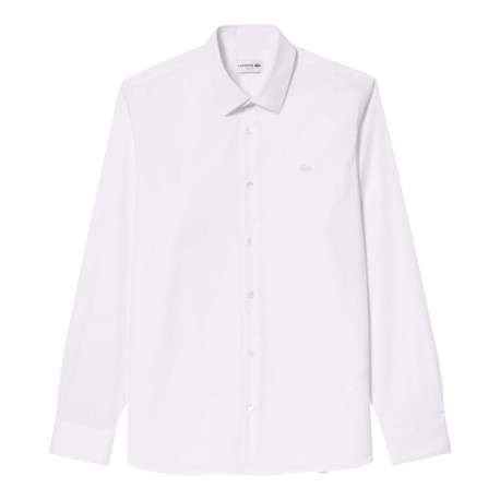 Chemise en coton blanche unie avec une coupe cintrée et un col français - Image 12