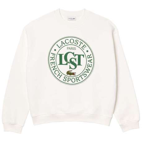 Sweat en coton blanc avec grand imprimé vert, une coupe droite et un col rond - Image 3