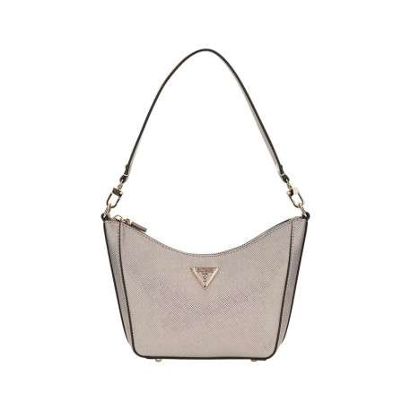 Sac porté épaule argent uni avec logo de la marque et petit poche