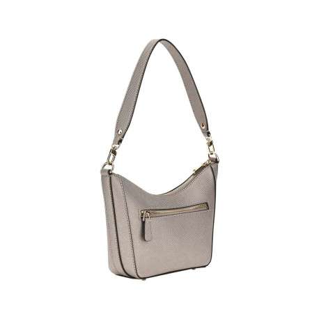 Sac porté épaule argent uni avec logo de la marque et petit poche - Image 2