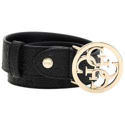 Ceinture GUESS - Logo Imprimé Noir Et Marron - Boucle Dorée - Style élégant Et Polyvalent - Pour Tenue Décontractée Ou Habillée