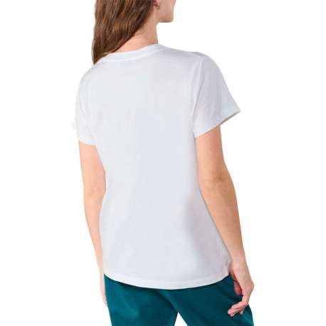 T-shirt en coton écru imprimé avec une coupe droite et un col rond - Image 2