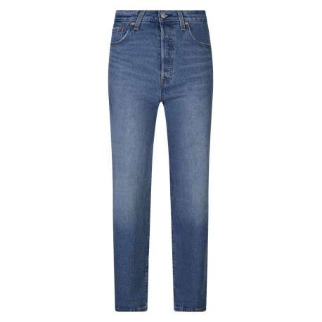 Jean Ribcage Straight Ankle en coton bleu délavé avec une coupe regular fit
