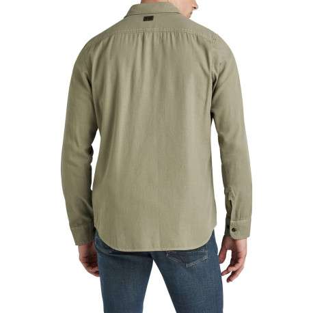 Chemise en coton kaki unie avec une coupe droite un col français et 2 poches - Image 3