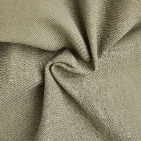 Chemise en coton kaki unie avec une coupe droite un col français et 2 poches - Image 6