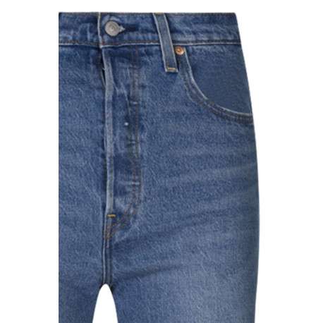 Jean Ribcage Straight Ankle en coton bleu délavé avec une coupe regular fit - Image 3