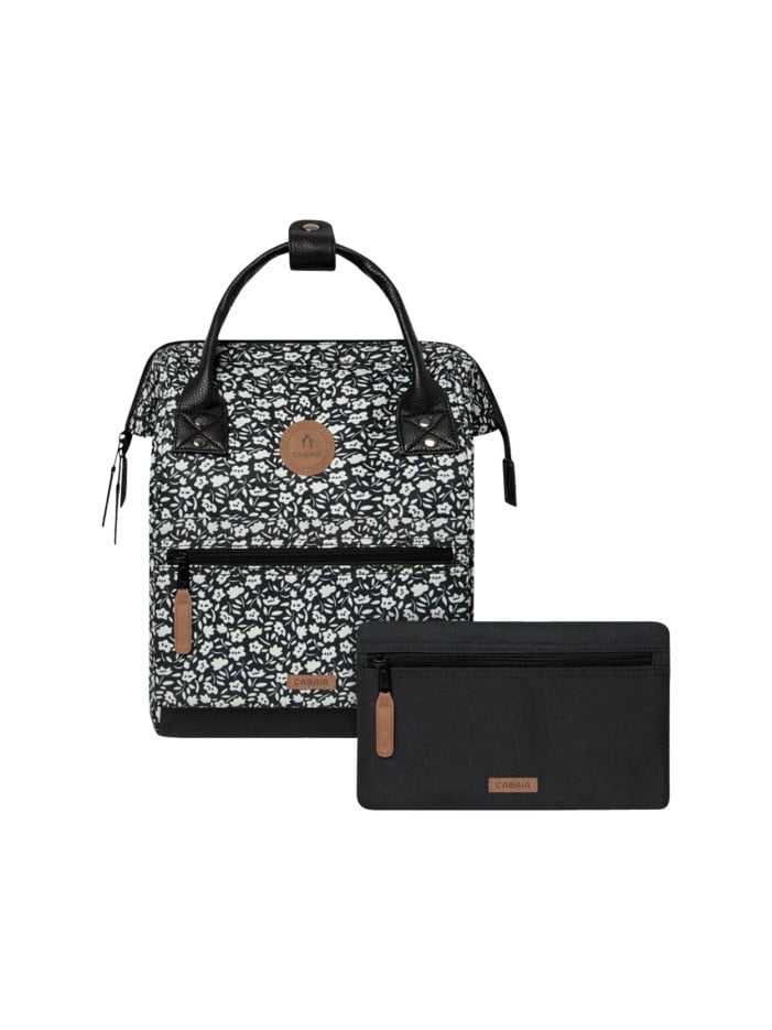 Sac à dos noir fleuri zippé...