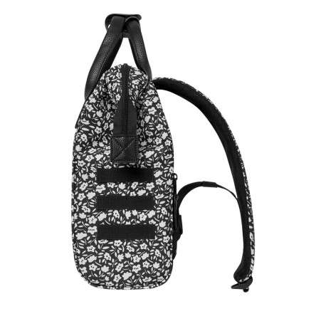 Sac à dos noir fleuri zippé avec anses et pochette noire unie zippée - Image 5
