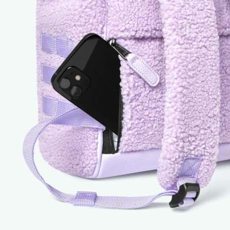 Sac à dos lilas uni avec moumoute all-over et pochette unie lilas incluse - Image 6