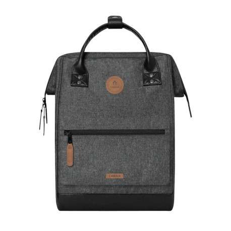 Sac à dos anthracite et noir uni avec anse et pochette unie noire zippée - Image 4