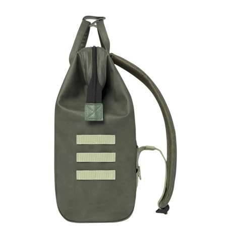 Sac à dos kaki uni avec anse et poches zippées et pochette à motif végétal - Image 5