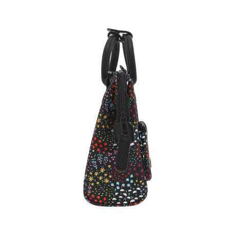 Mini sac à bandoulière noir avec un imprimé liberty et deux petites anses - Image 2