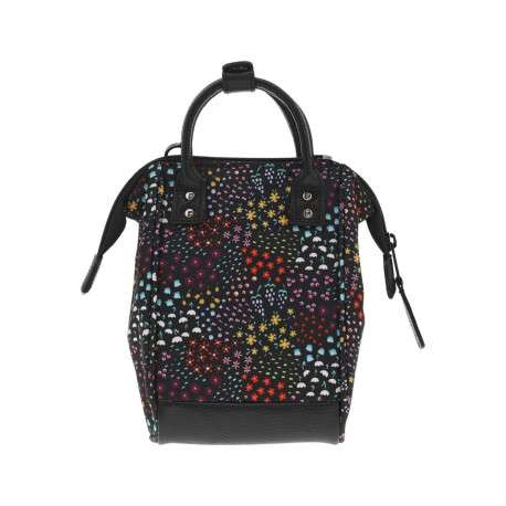 Mini sac à bandoulière noir avec un imprimé liberty et deux petites anses - Image 3