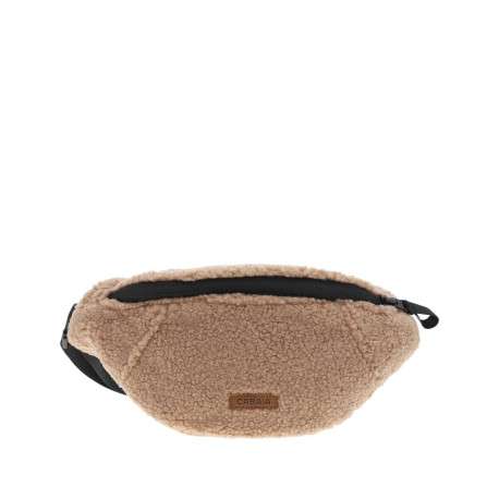 Banane réversible beige en peluche avec une bandoulière large réglable - Image 3